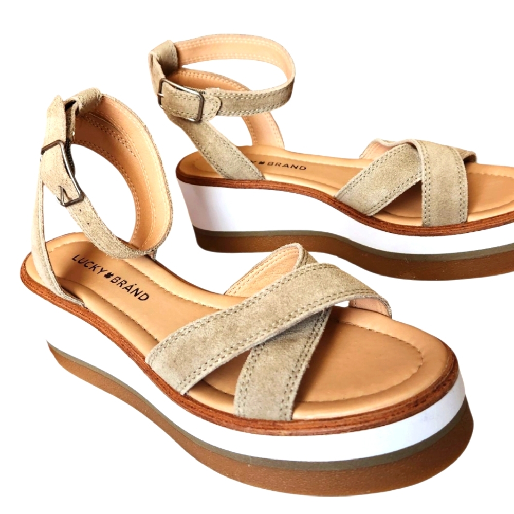 Lucky Brand Beige Platform Sandals- Womens Size 8